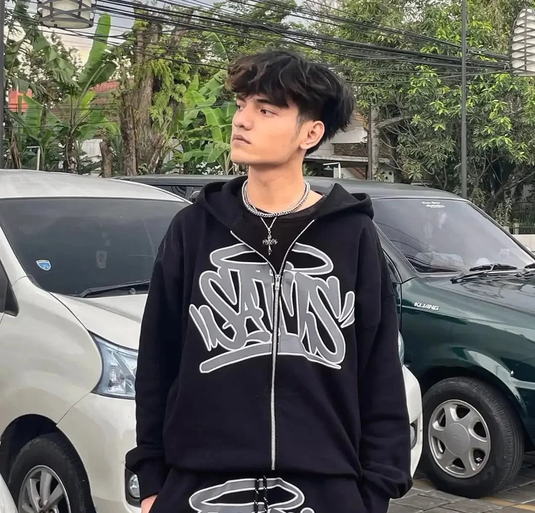 Graffiti Streetwear Jogginganzug – Oversized Set für Damen & Herren