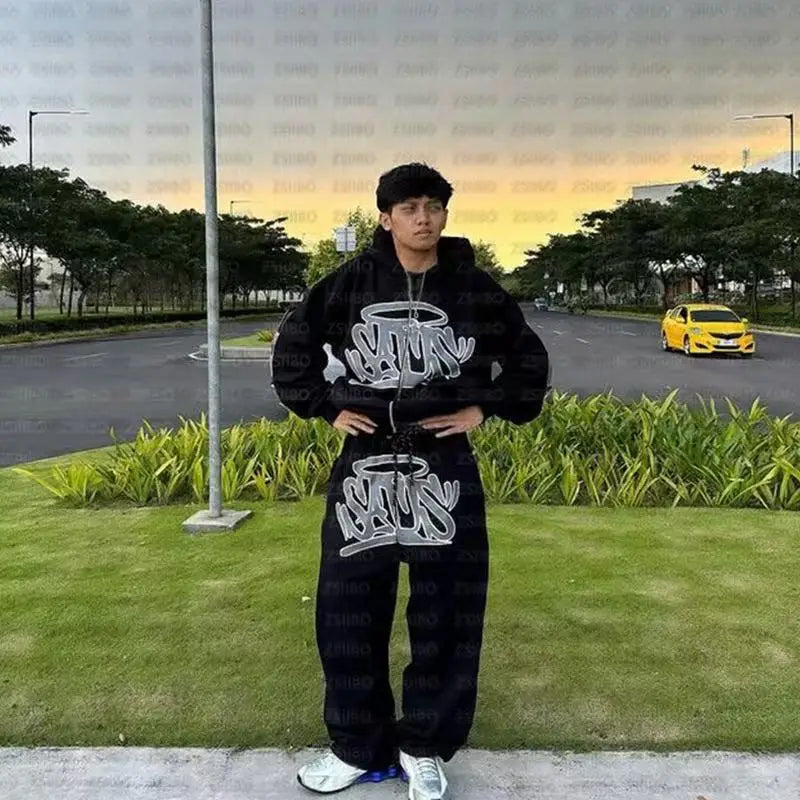 Graffiti Streetwear Jogginganzug – Oversized Set für Damen & Herren