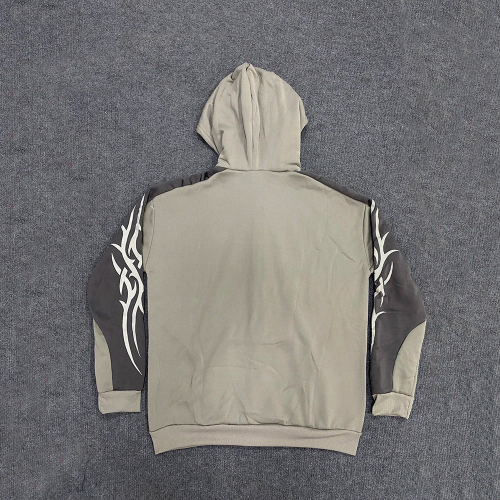 KERESLINA Tribal Tech Zipper Hoodie – Oversized Streetwear Hoodie mit Reißverschluss