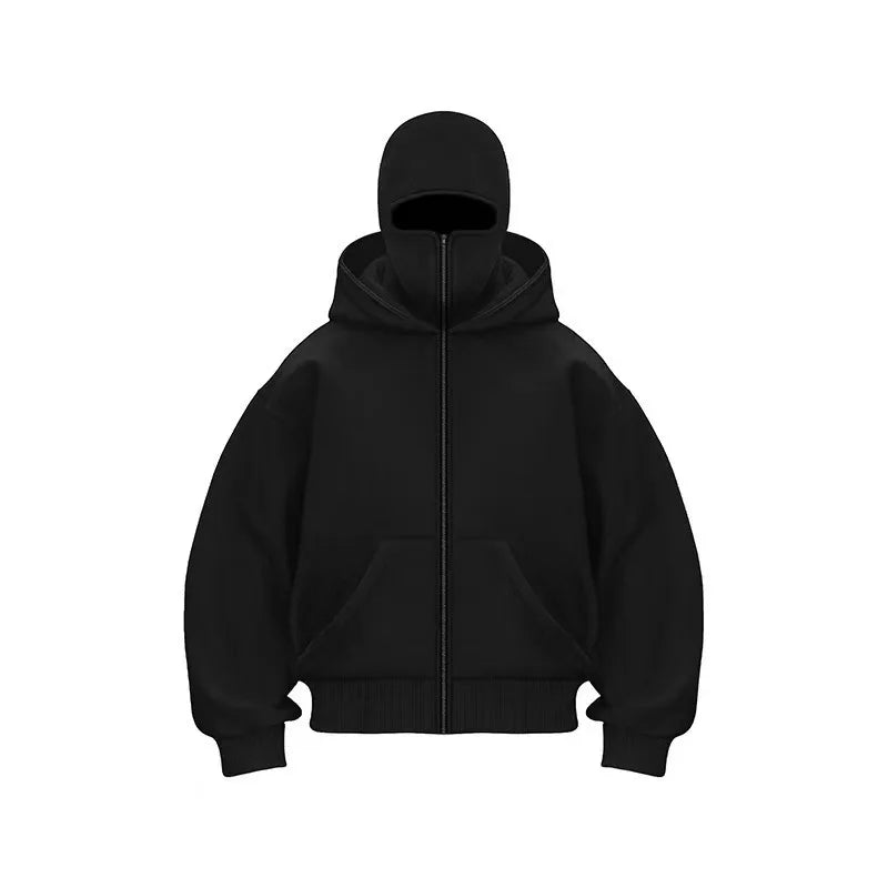 Full Face Zipper Hoodie – Oversized Streetwear Kapuzenjacke
