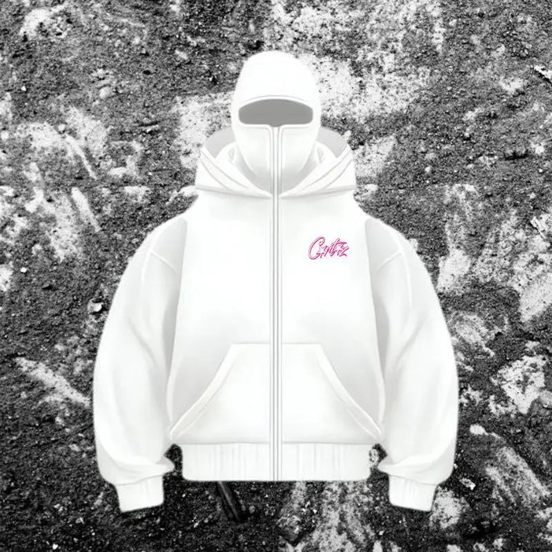 Noir de Laine Jacke Mit Integrierter Maske