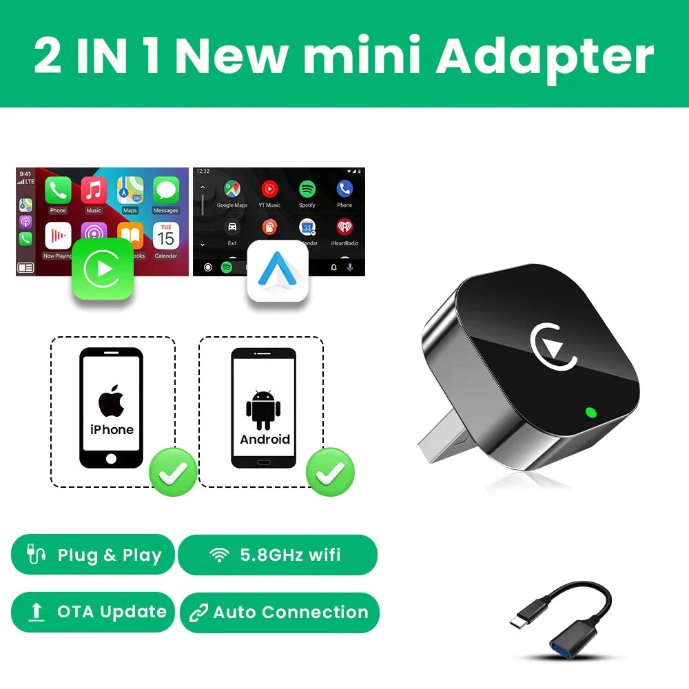 PLAYAIBOX Wireless CarPlay & Android Auto Adapter – Plug & Play WiFi Bluetooth Dongle für OEM-Systeme