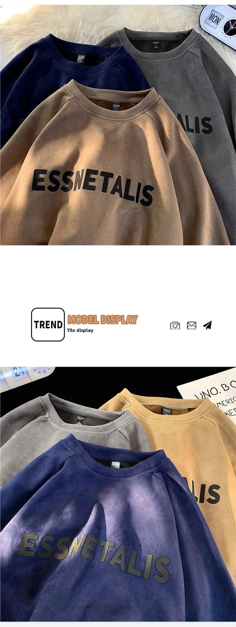 ESSNETALIS Oversized Sweatshirt – Unisex Streetwear Pullover aus Fleece