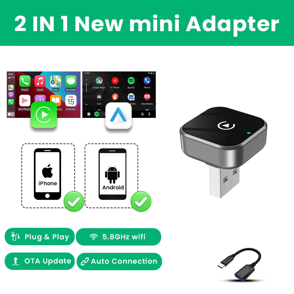 PLAYAIBOX Wireless CarPlay & Android Auto Adapter – Plug & Play WiFi Bluetooth Dongle für OEM-Systeme