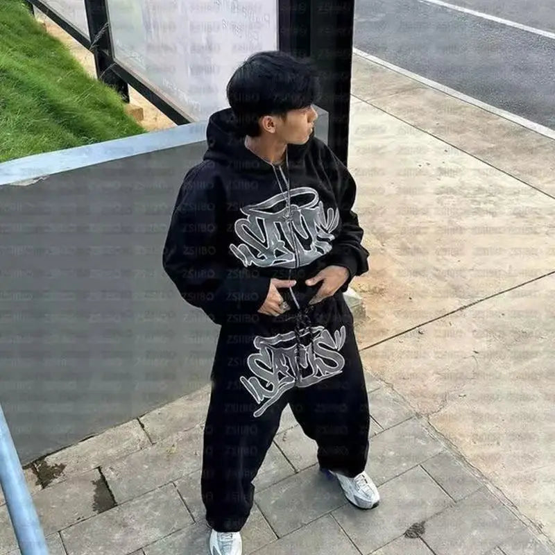 Graffiti Streetwear Jogginganzug – Oversized Set für Damen & Herren