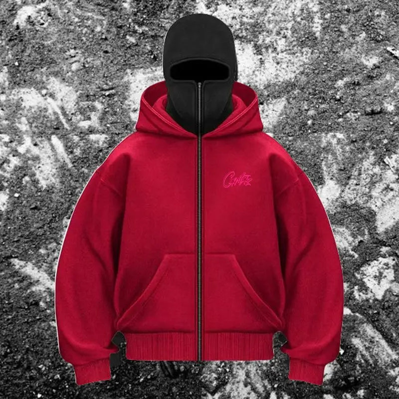 Noir de Laine Jacke Mit Integrierter Maske