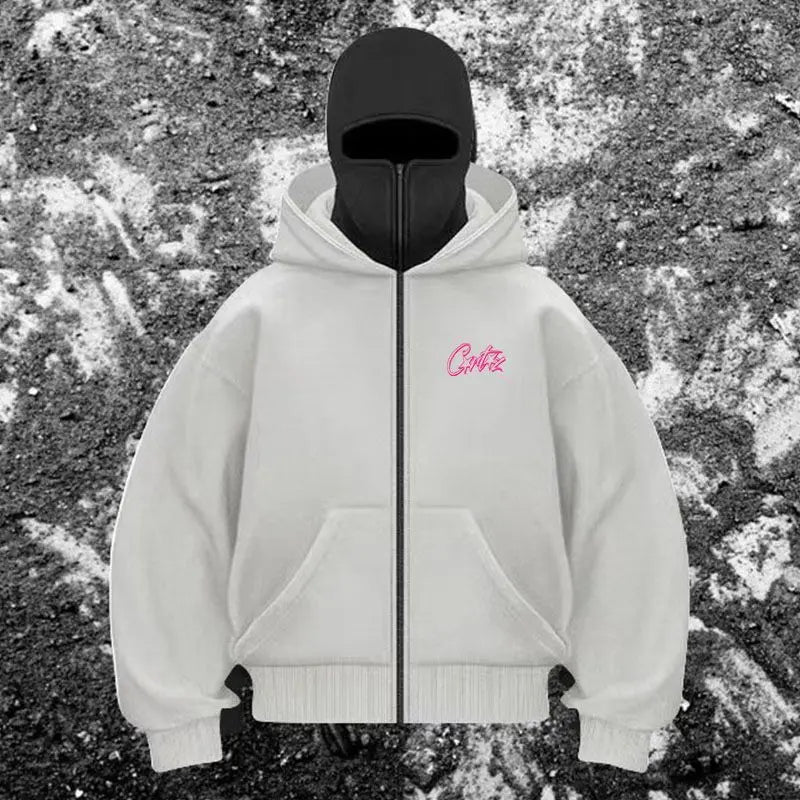Noir de Laine Jacke Mit Integrierter Maske