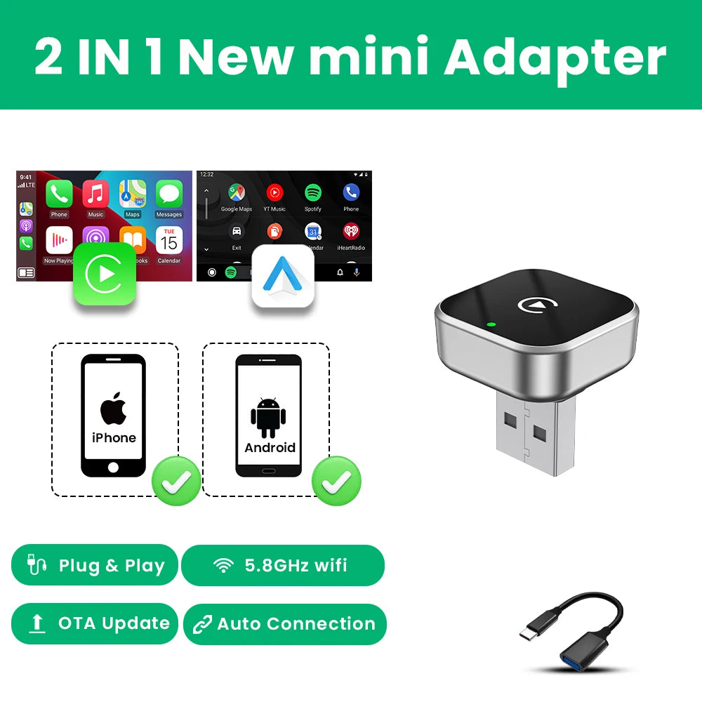 PLAYAIBOX Wireless CarPlay & Android Auto Adapter – Plug & Play WiFi Bluetooth Dongle für OEM-Systeme