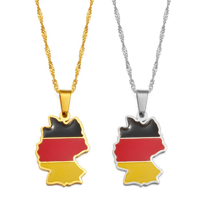 🇩🇪 Deutschland Karte Halskette – Edelstahl Anhänger in Gold &amp; Silber