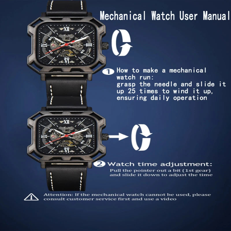 Black Steel Skeleton Automatic – Automatikuhr mit Sichtmechanik & Echtlederarmband