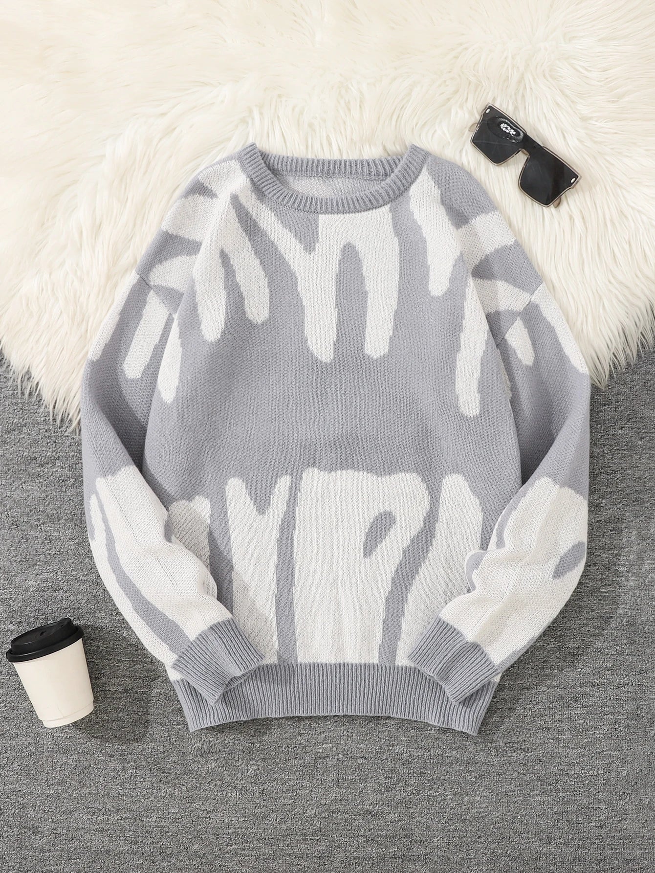 Oversized Strickpullover mit abstraktem Muster