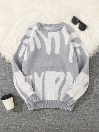 Oversized Strickpullover mit abstraktem Muster