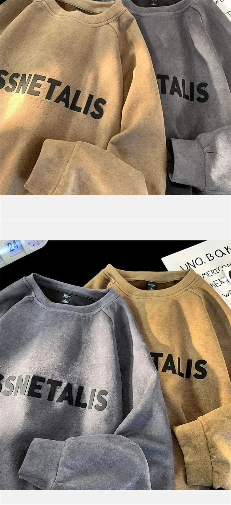 ESSNETALIS Oversized Sweatshirt – Unisex Streetwear Pullover aus Fleece