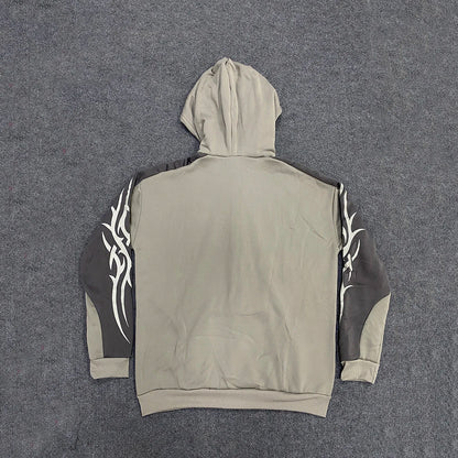 KERESLINA Tribal Tech Zipper Hoodie – Oversized Streetwear Hoodie mit Reißverschluss