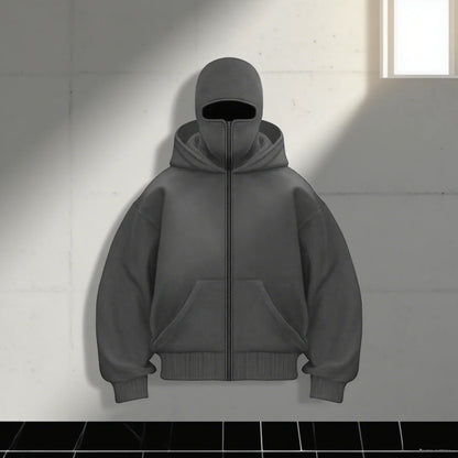 Full Face Zipper Hoodie – Oversized Streetwear Kapuzenjacke