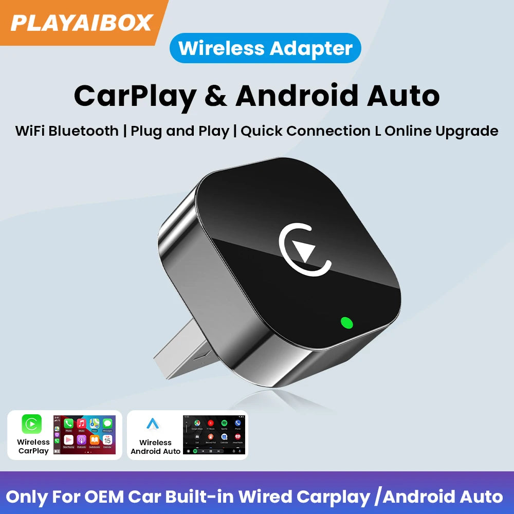 PLAYAIBOX Wireless CarPlay & Android Auto Adapter – Plug & Play WiFi Bluetooth Dongle für OEM-Systeme