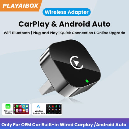 PLAYAIBOX Wireless CarPlay & Android Auto Adapter – Plug & Play WiFi Bluetooth Dongle für OEM-Systeme