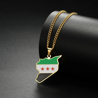 Syrien Halskette  – Karte mit Flaggen-Design