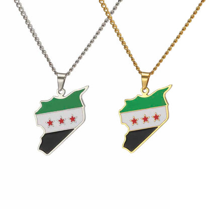 Syrien Halskette  – Karte mit Flaggen-Design