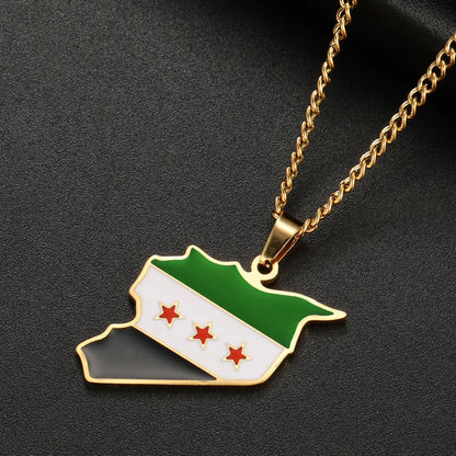 Syrien Halskette  – Karte mit Flaggen-Design