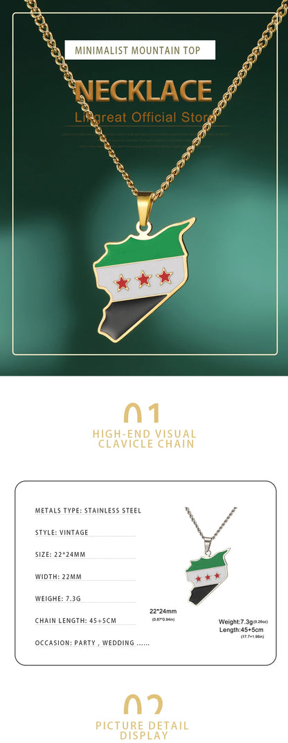 Syrien Halskette  – Karte mit Flaggen-Design