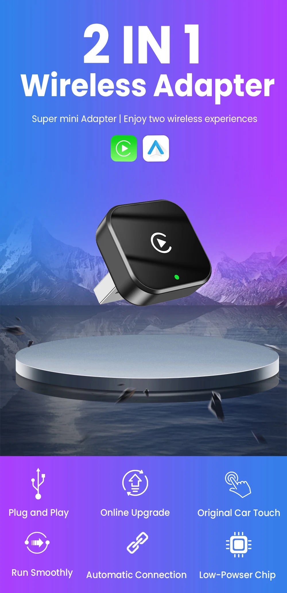 PLAYAIBOX Wireless CarPlay & Android Auto Adapter – Plug & Play WiFi Bluetooth Dongle für OEM-Systeme