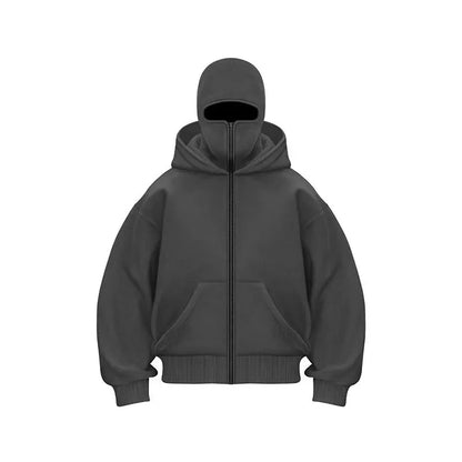 Full Face Zipper Hoodie – Oversized Streetwear Kapuzenjacke