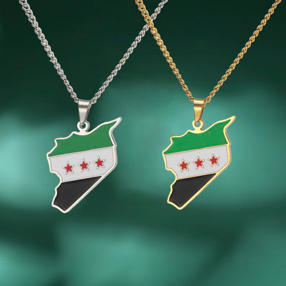 Syrien Halskette  – Karte mit Flaggen-Design