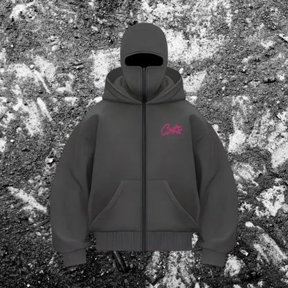 Noir de Laine Jacke Mit Integrierter Maske