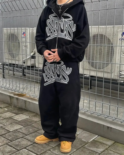Graffiti Streetwear Jogginganzug – Oversized Set für Damen & Herren