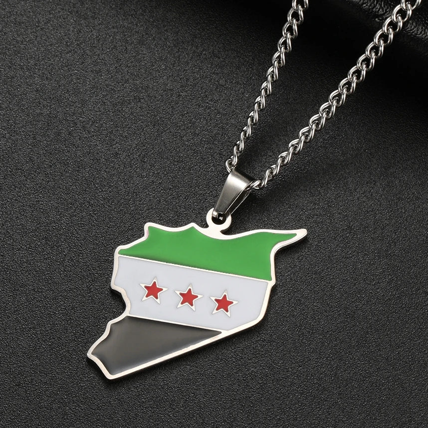 Syrien Halskette  – Karte mit Flaggen-Design