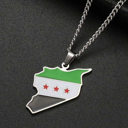 Syrien Halskette  – Karte mit Flaggen-Design