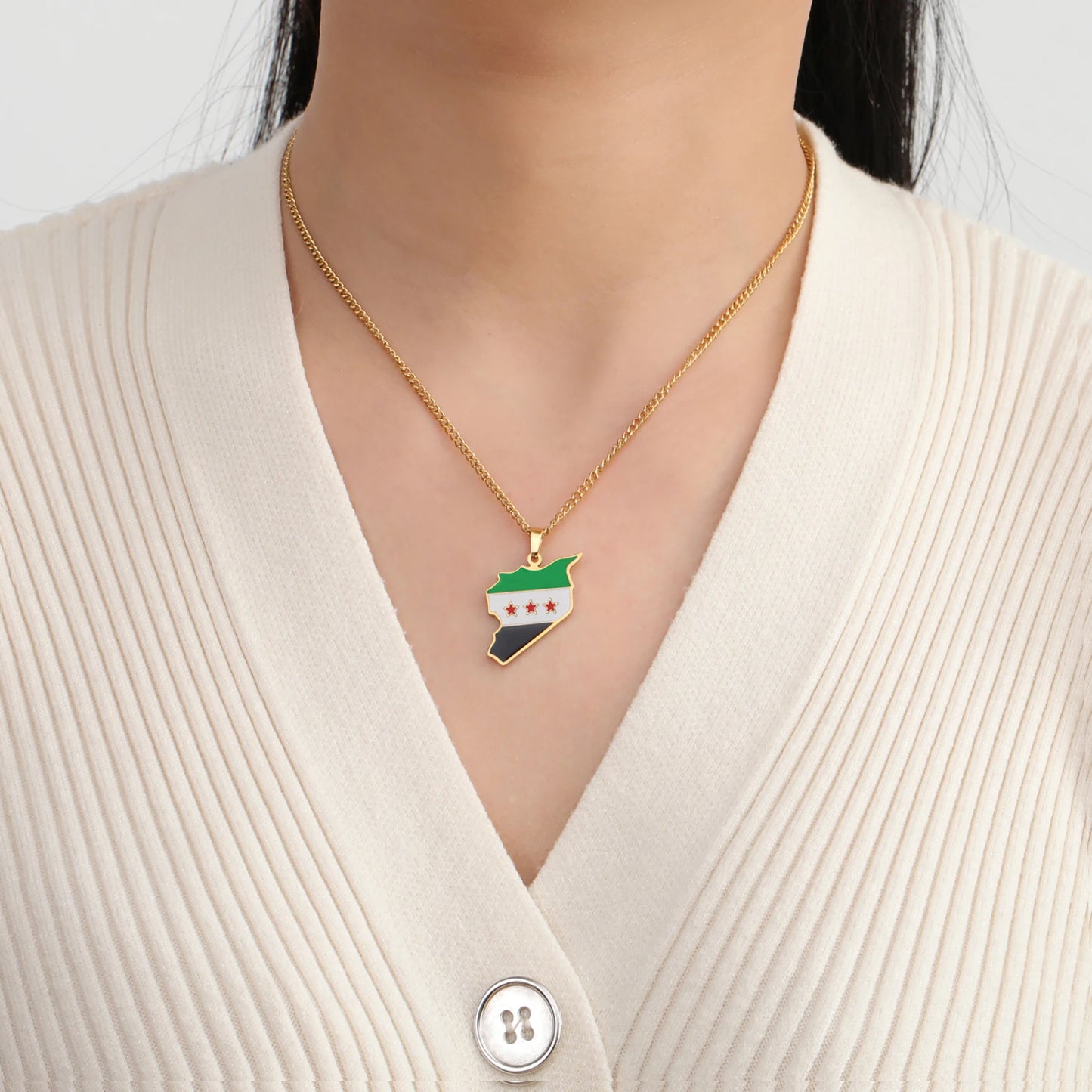 Syrien Halskette  – Karte mit Flaggen-Design