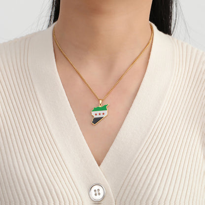 Syrien Halskette  – Karte mit Flaggen-Design