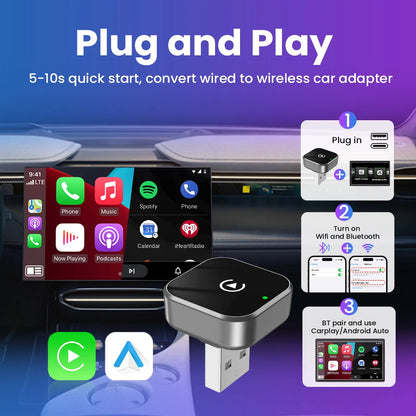 PLAYAIBOX Wireless CarPlay & Android Auto Adapter – Plug & Play WiFi Bluetooth Dongle für OEM-Systeme