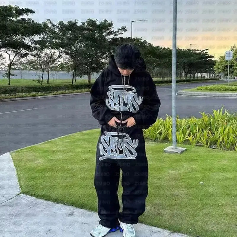 Graffiti Streetwear Jogginganzug – Oversized Set für Damen & Herren