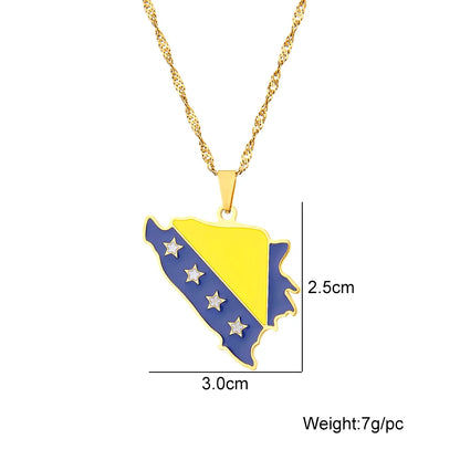 🇧🇦 Bosnien Halskette – Edelstahl Anhänger in Gold & Silber