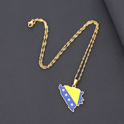 🇧🇦 Bosnien Halskette – Edelstahl Anhänger in Gold & Silber