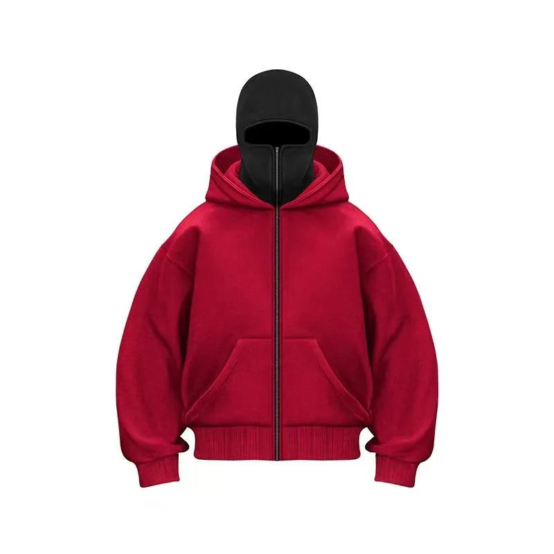 Full Face Zipper Hoodie – Oversized Streetwear Kapuzenjacke