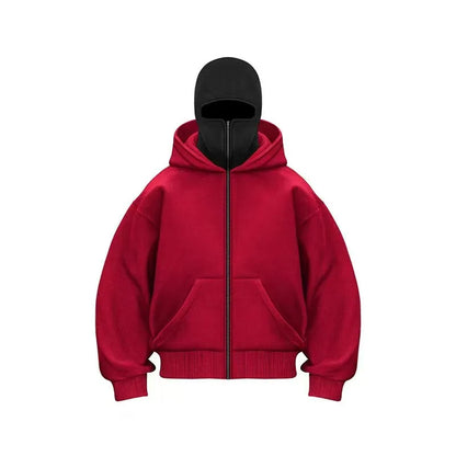 Full Face Zipper Hoodie – Oversized Streetwear Kapuzenjacke