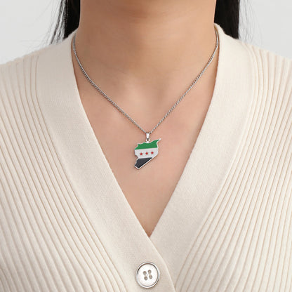 Syrien Halskette  – Karte mit Flaggen-Design