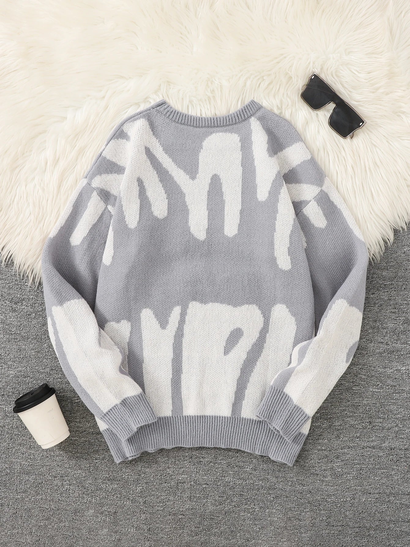 Oversized Strickpullover mit abstraktem Muster