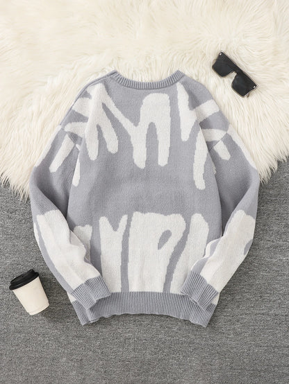 Oversized Strickpullover mit abstraktem Muster