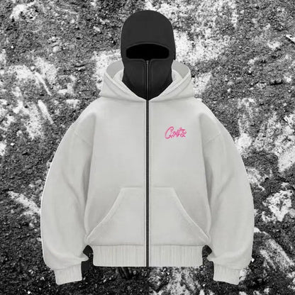 Noir de Laine Jacke Mit Integrierter Maske