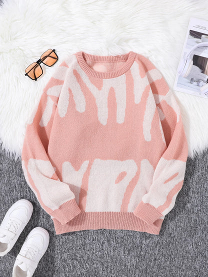 Oversized Strickpullover mit abstraktem Muster