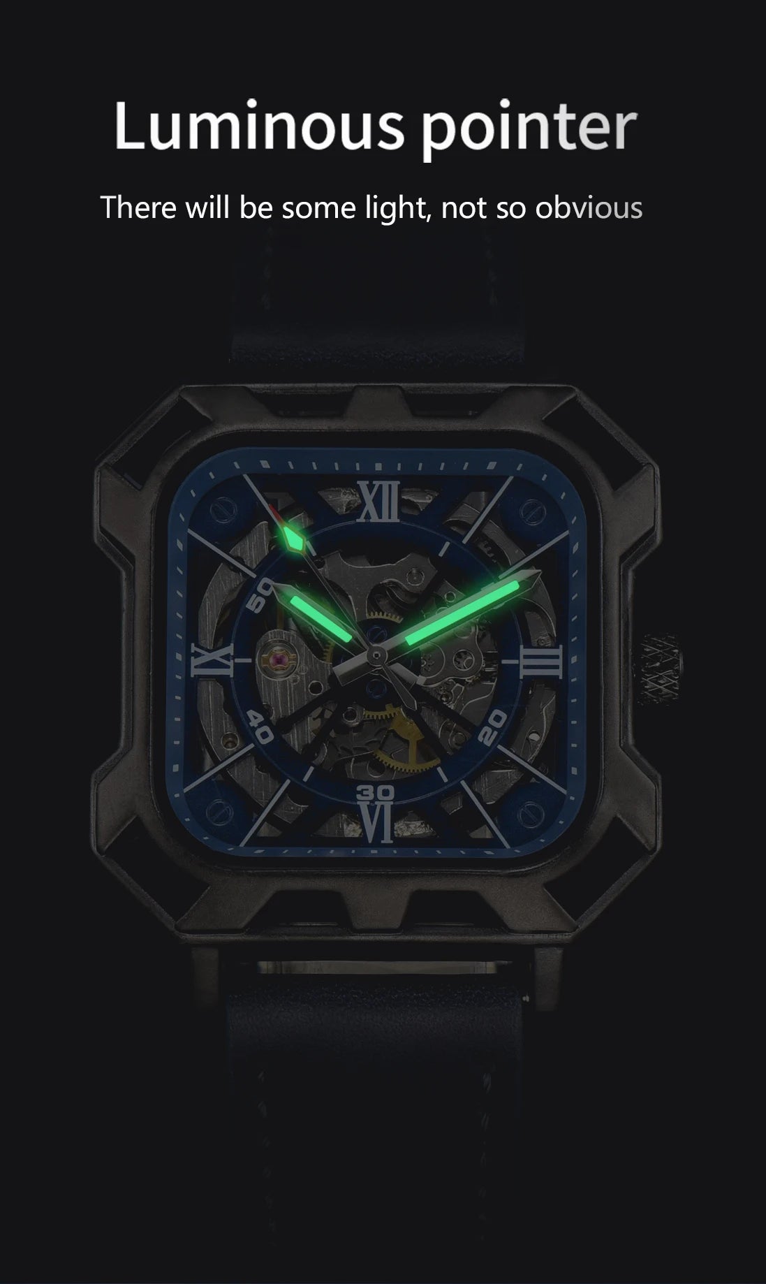 Black Steel Skeleton Automatic – Automatikuhr mit Sichtmechanik & Echtlederarmband